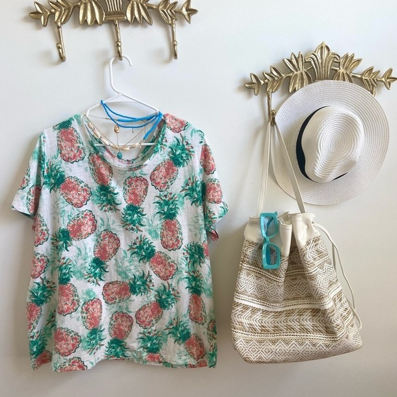 100% Cotton pineapple fun short sleeve Xl to 1X - Picture 2 of 2